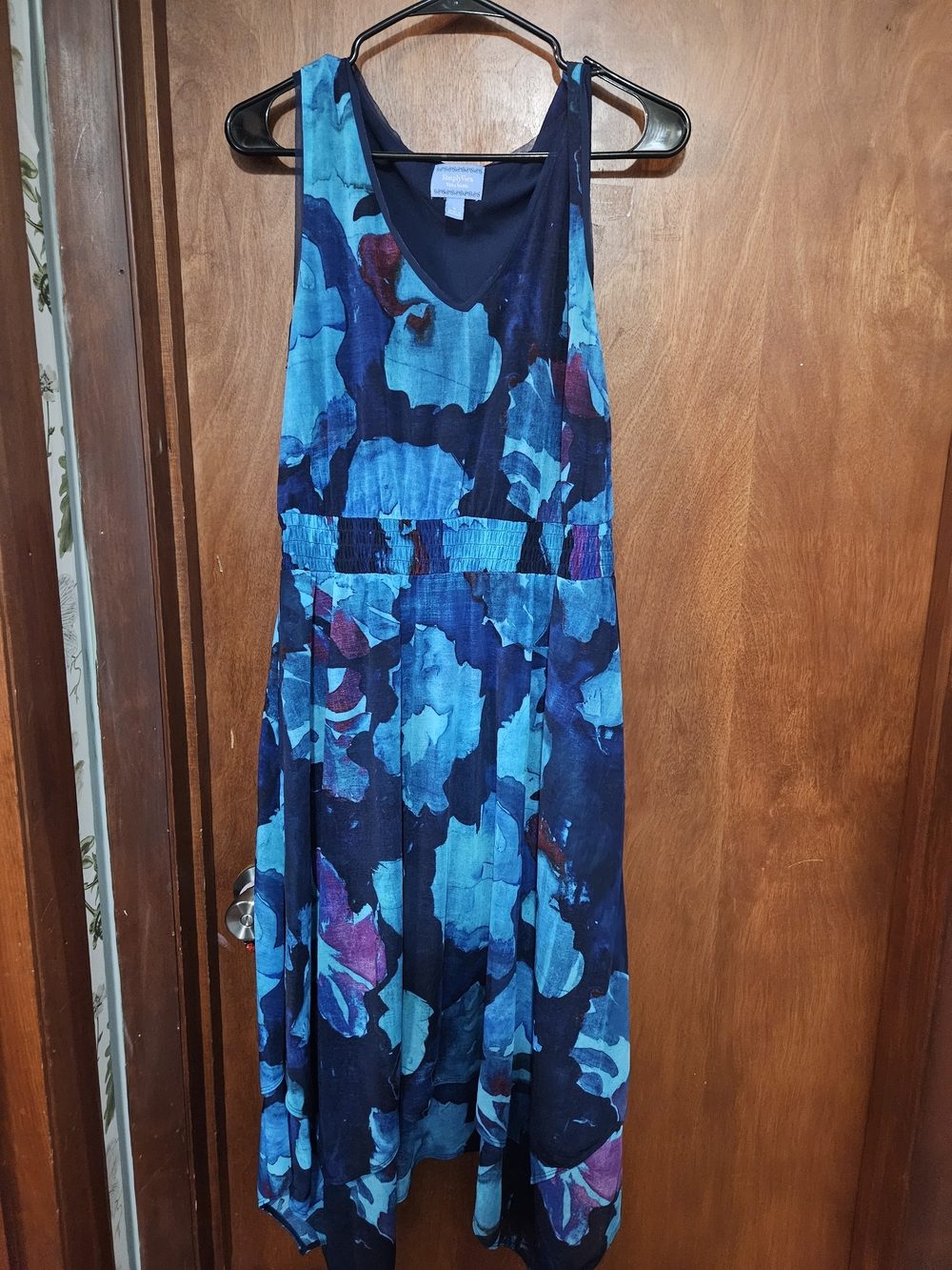 Simply Vera Vera Wang Blue Floral Tank Midi Dress